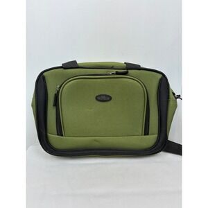 US Traveler Rio Carry On Travel Bag Green Black Zipper Adj Strap Piggyback strap